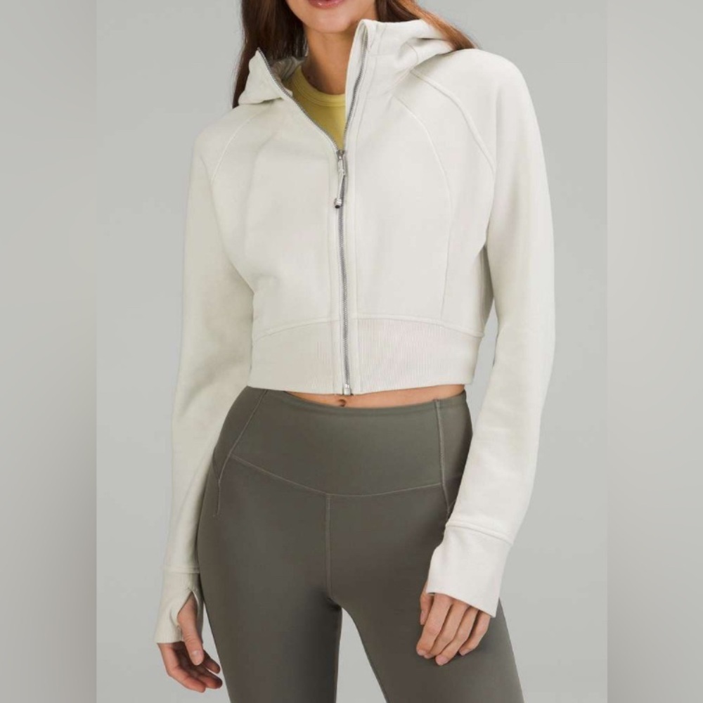 NWOT Lululemon Scuba Full-Zip Cropped Hoodie Bone